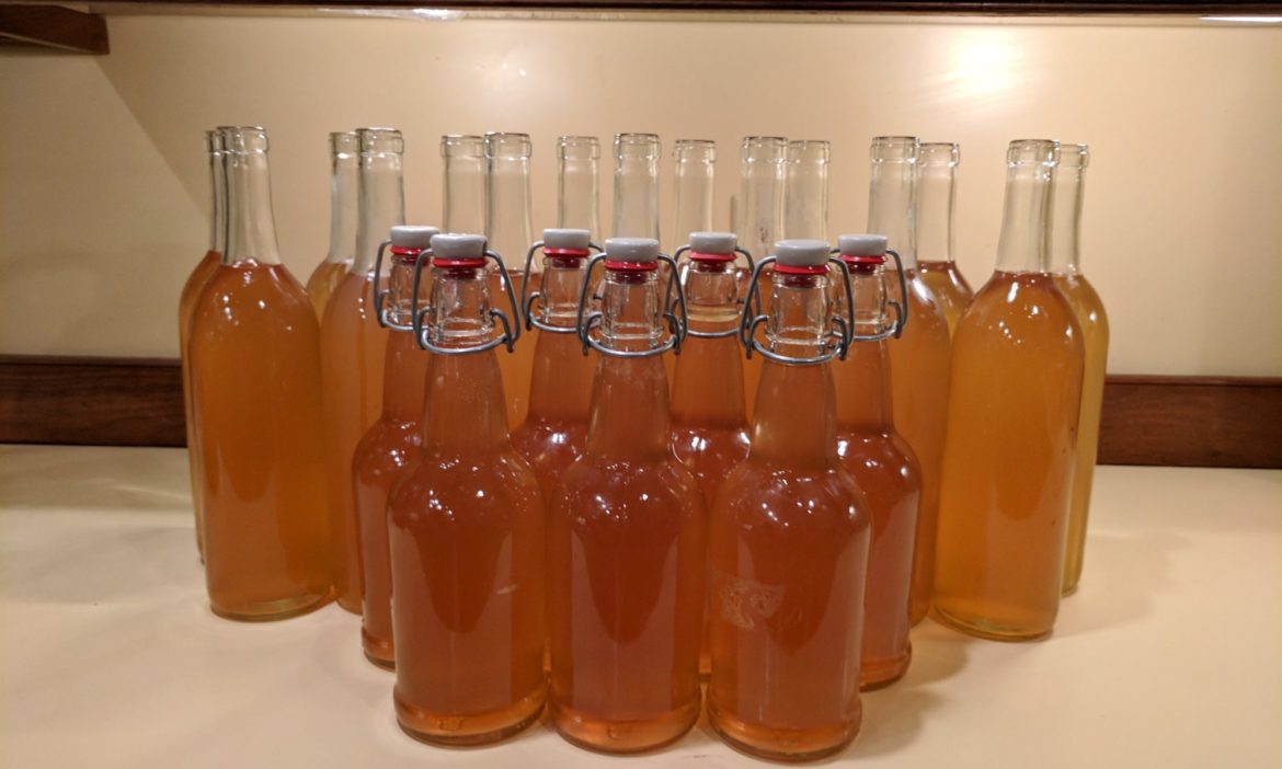 Bottles of homemade mead